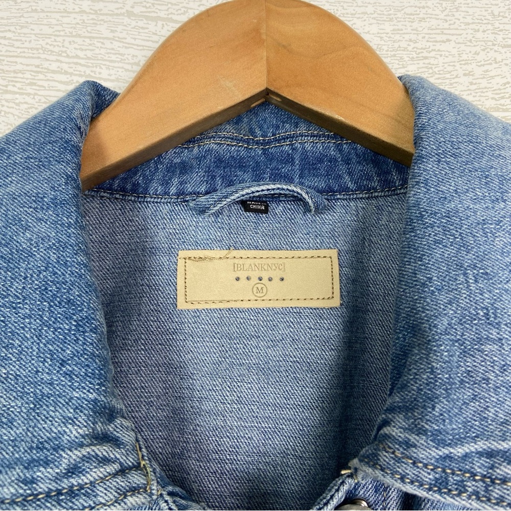 BLANKNYC Denim Left on Read Jacket Blue Jean Tie Waist Fall Medium - Picture 3 of 5